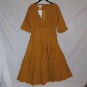NWT Unique Vintage Delores Swing Dress Mustard 1x 16